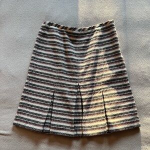 Ann Taylor LOFT Striped A-Line Knit Skirt in Cream, Black & Burgundy